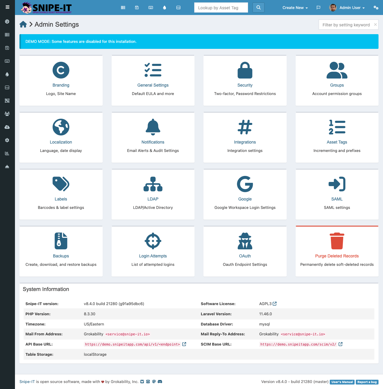 Admin Settings